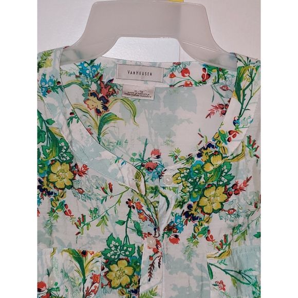 VanHuesen Women's Floral Print Button Up Blouse Long Sleeves Size XL - Picture 11 of 14